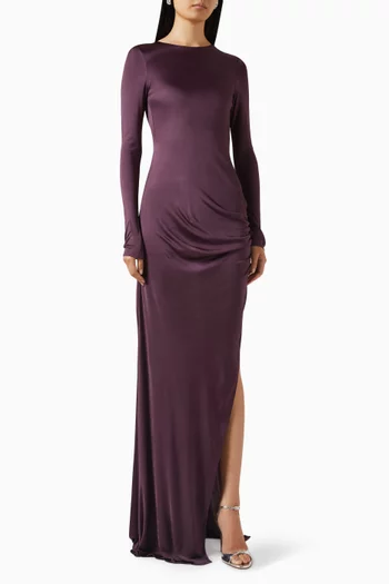 Gathered Slit Dress in Jersey