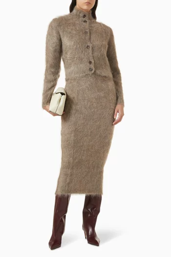 High-neck Cardigan in Mohair-knit