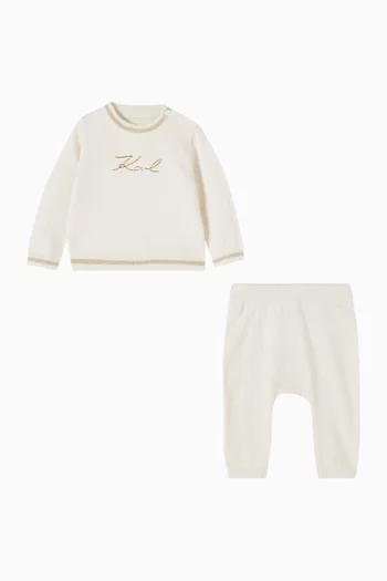Logo-embroidered Sweater & Leggings Set in Cotton-cashmere