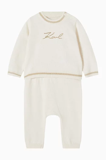 Logo-embroidered Sweater & Leggings Set in Cotton-cashmere