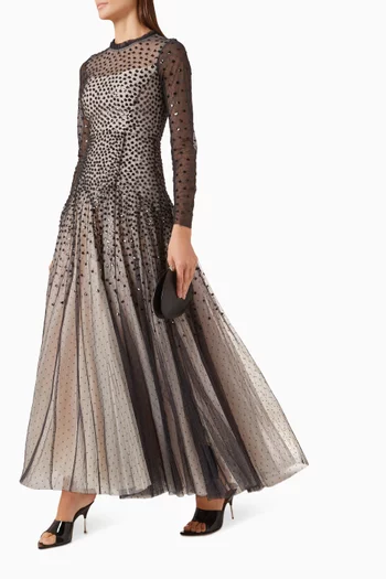 Sequin-embellished Cascade Gown in Tulle