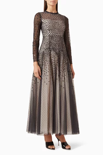 Sequin-embellished Cascade Gown in Tulle