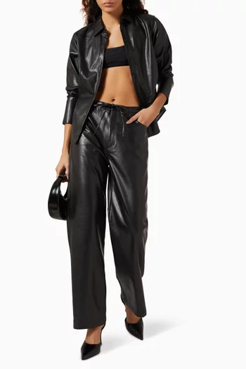 Phoebe Drawcord Pants in Faux Leather