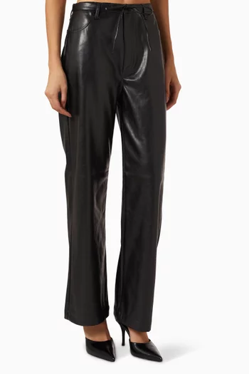 Phoebe Drawcord Pants in Faux Leather