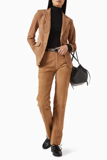 Michela Slim-fit Pants in Suede