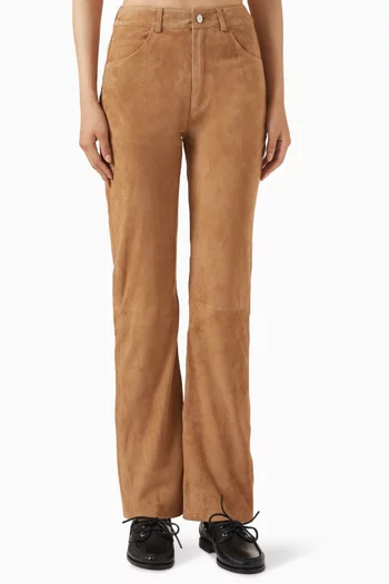Michela Slim-fit Pants in Suede