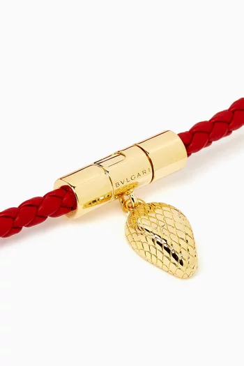 Serpenti Forever Bracelet in Leather & Gold-plated Brass