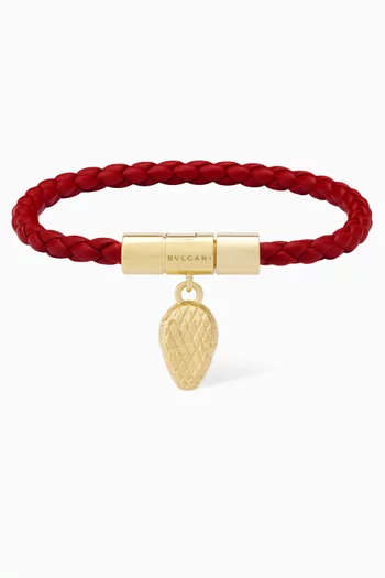 Serpenti Forever Bracelet in Leather & Gold-plated Brass