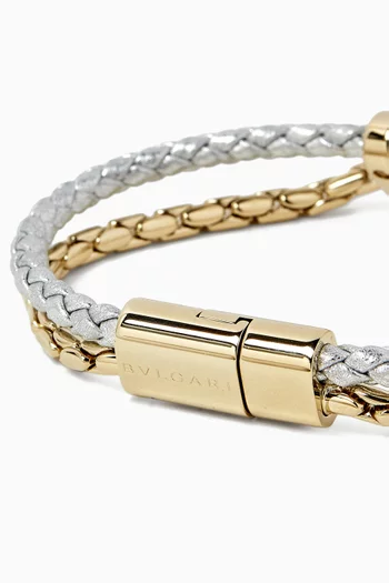 Serpenti Forever Bracelet in Leather & Gold-plated Brass