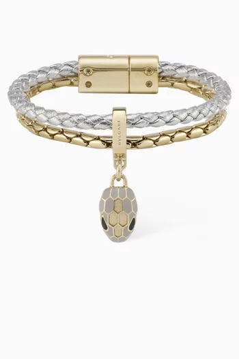 Serpenti Forever Bracelet in Leather & Gold-plated Brass