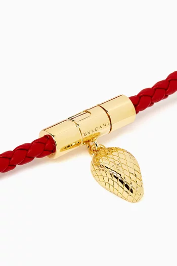 Serpenti Forever Bracelet in Leather & Gold-plated Brass