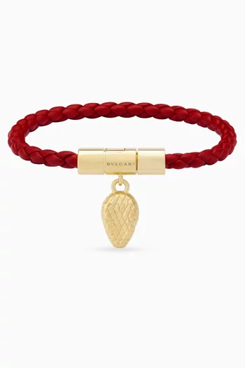 Serpenti Forever Bracelet in Leather & Gold-plated Brass