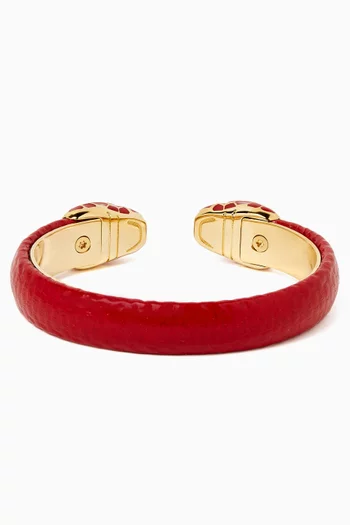 Serpenti Forever Bracelet in Leather & Gold-plated Brass