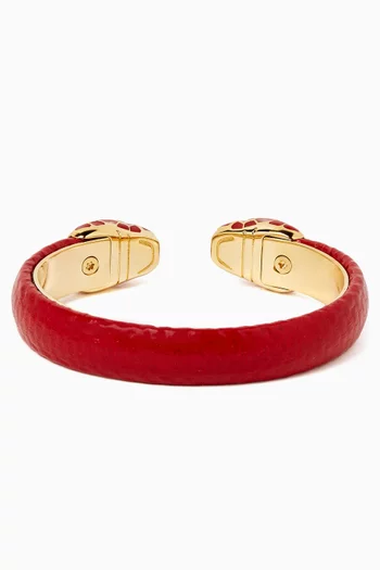 Serpenti Forever Bracelet in Leather & Gold-plated Brass