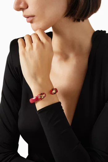 Serpenti Forever Bracelet in Leather & Gold-plated Brass