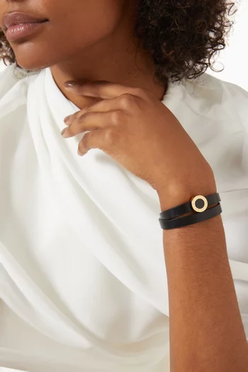 BVLGARI BVLGARI Double-tour Bracelet in Calf Leather & Gold-plated Brass