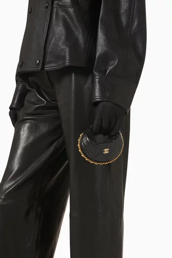 Unused Mini Pouch Chain Around Bag in Leather