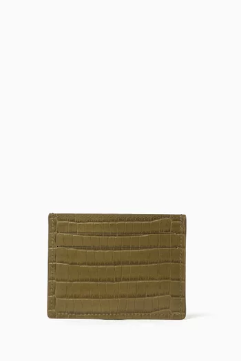 حافظة بطاقات بجيب جلد بنقشة جلد التمساح