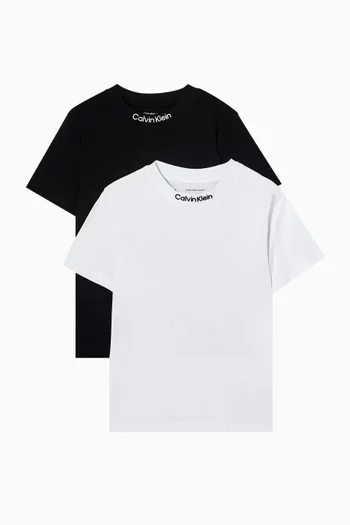 طقم تي شيرت مطرز بشعار الماركة قطن جيرسيه، قطعتان