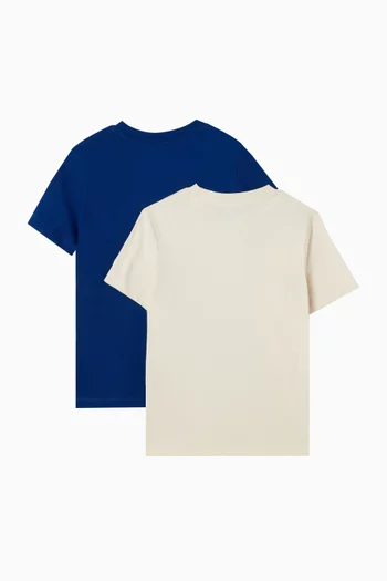 طقم تي شيرت مطرز بشعار الماركة قطن جيرسيه، قطعتان