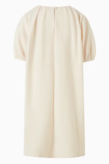 Puff-sleeve Crinkle Dress in Cotton-blend