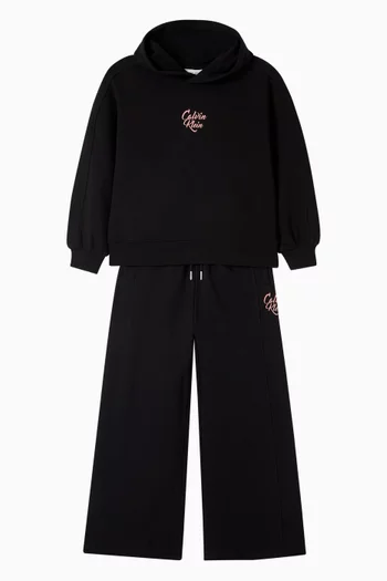 Wide-leg Pintuck Sweatpants in Cotton-terry