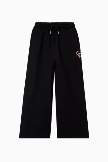 Wide-leg Pintuck Sweatpants in Cotton-terry