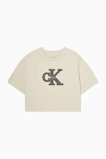 Toweling Logo T-shirt in Stretch Cotton