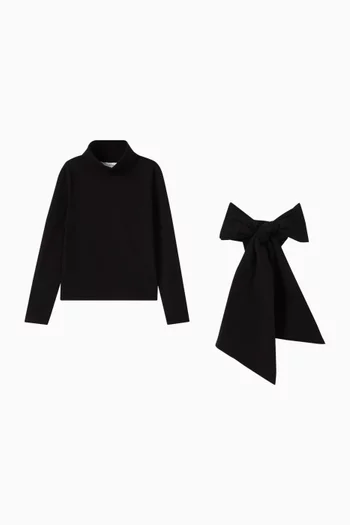 Bow-appliqué Shirt in Cotton Jersey