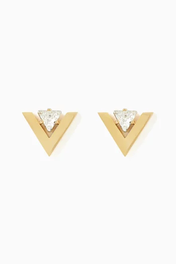 Je Les V Crystal Earrings in Gold-tone Metal