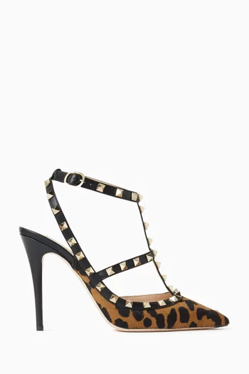 Valentino Garavani Rockstud 100 Pumps in Leopard-printed Pony Hair