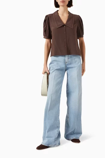 The Cuffed Wide-leg Jeans in Denim
