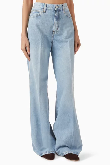 The Cuffed Wide-leg Jeans in Denim
