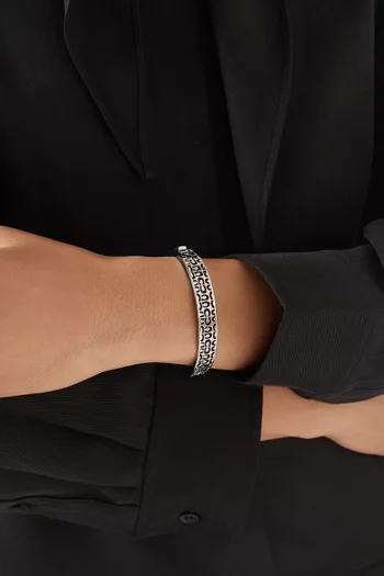 Quilted Hinged Bangle in Plated Brass