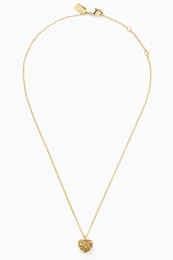 طقم قلادة وأقراط بتصميم قلب نحاس مطلي