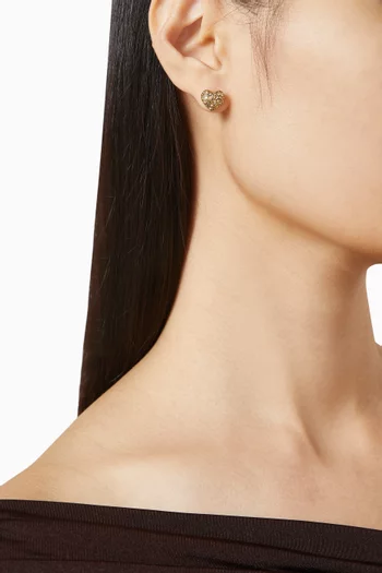 أقراط بتصميم قلب مرصعة بأحجار بافيه نحاس مطلي