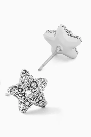 أقراط بتصميم نجوم مرصعة بأحجار بافيه نحاس مطلي