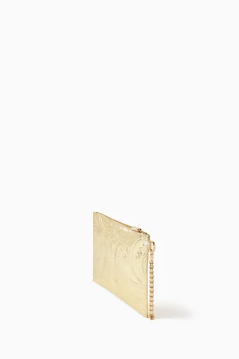 Embossed Sleeve Wristlet in Leather