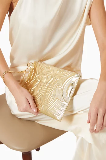Embossed Sleeve Wristlet in Leather