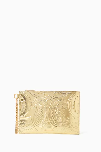 Embossed Sleeve Wristlet in Leather