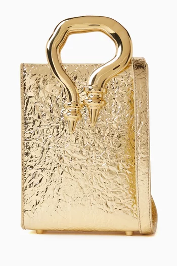Mini Malleable Shopper Bag in Metallic Leather