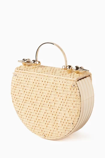 Oak Engraved Top-handle Bag in Raffia