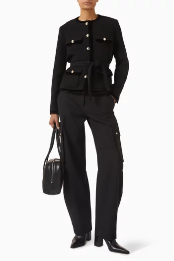 جاكيت طويل بحزام تويد