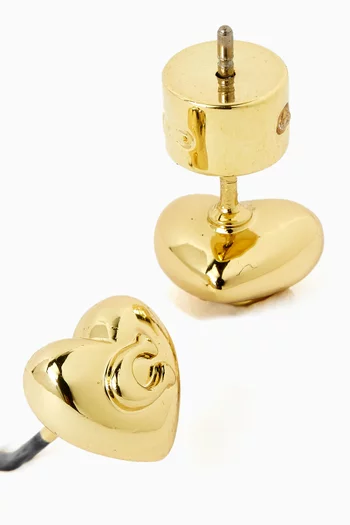 C Heart Stud Earrings in Gold-tone Brass