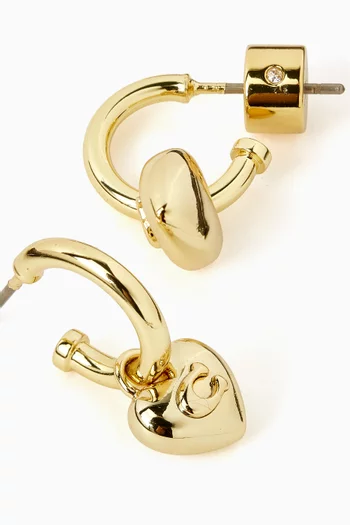 C Heart Huggie Earrings in Gold-tone Brass