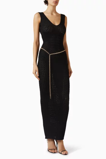 Plunge Midaxi Dress in Viscose Blend