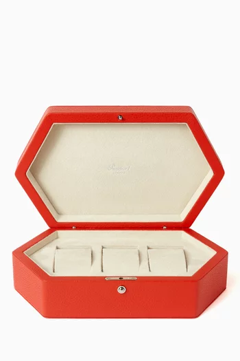 Portobello Three Watch Box in Grained Leather