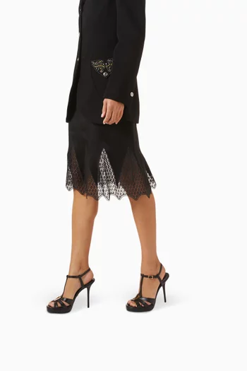 صندل بشعار حرف V وكعب 120 مم جلد عجل