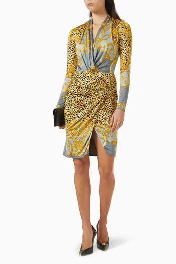 تنورة بتصميم ملفوف بنقشة جلد الفهد فولار