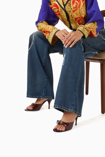 حذاء مفتوح أوبرا بعقدة وكعب 85 مم جلد لامع